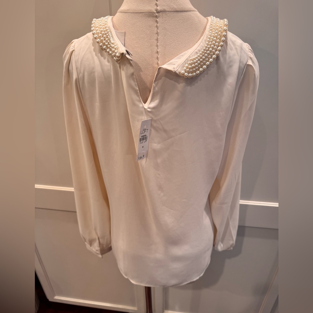 Loft Cream Blouse with Pearl Collar - Picture 4 of 6